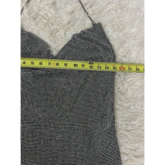 Rhinestone Chainmail Side Slit Sexy Mini Dress Silver & Black Party Size S/M - Picture 9 of 16